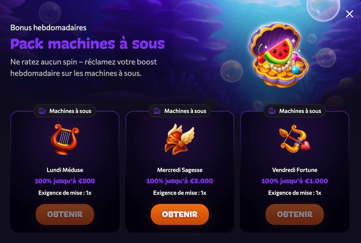 Offres hebdomadaires Aphrodite Casino avis